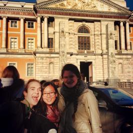 Study abroad students outside of a museum.
